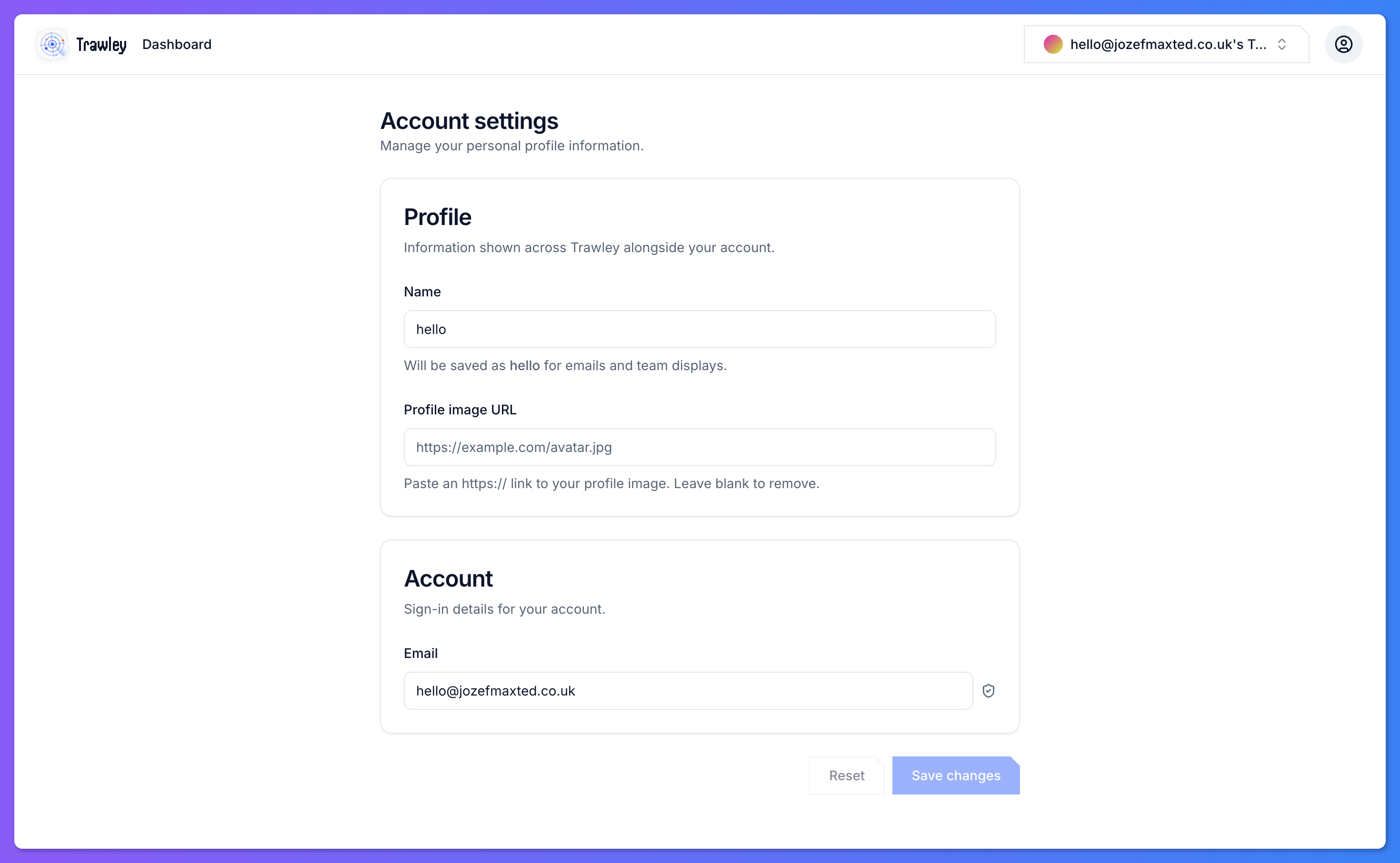 Account settings