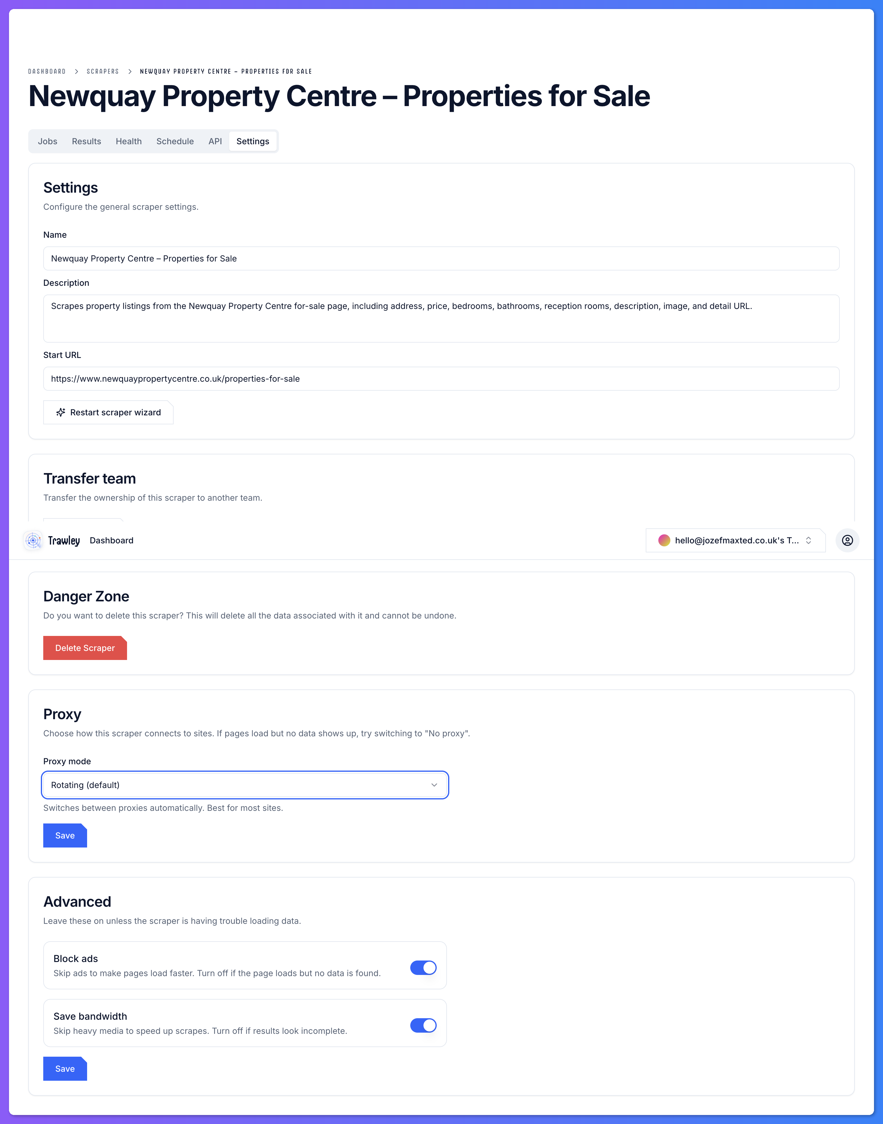 Browser settings