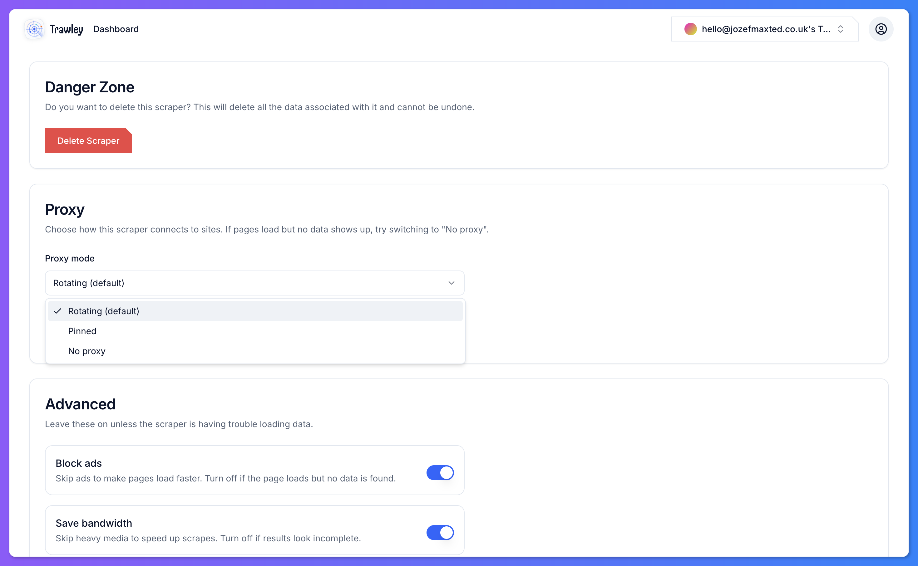 Proxy settings
